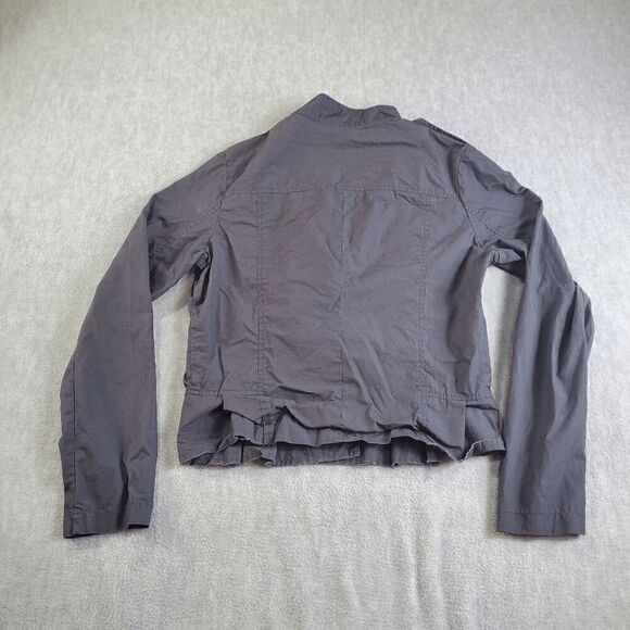Stella Star Jacket Womens Large Gray Ruffled Cropped Full Zip - Picture 8 of 10
